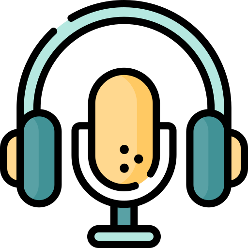 Podcast production and recording studio icon for audio podcasts, video podcasts, interviews, business podcasts, and professional content creation.
